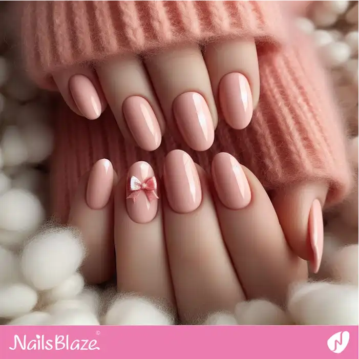 Peach Fuzz Nails Minimal Bow Design | Color of the Year 2024 - NB1924
